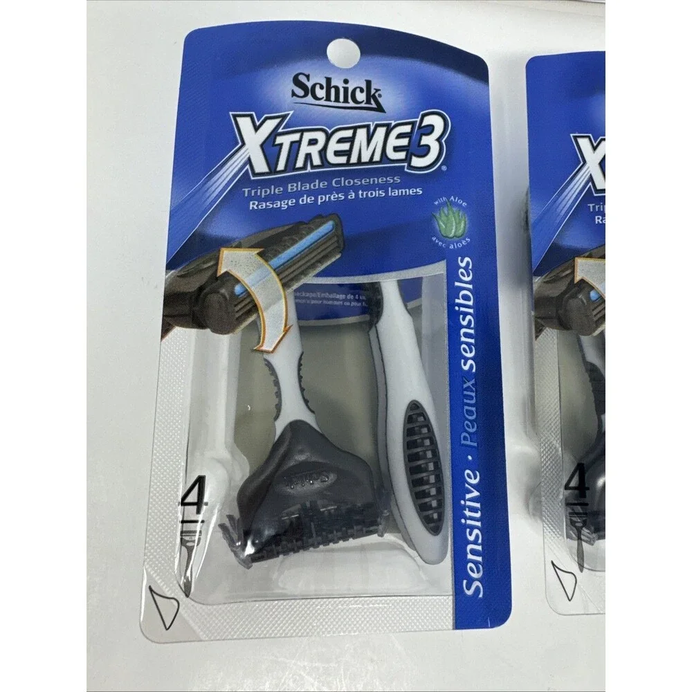 LOT OF 2 Schick Xtreme 3 Refresh Disposable Razor 4 pack Sensitive 8 total razor